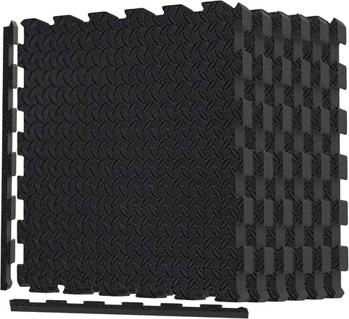 Black interlocking mat yoga - interlocking,